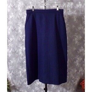Vintage 70s Skirt 1970s Navy Blue Polyester Casual Office Pockets! Size Medium